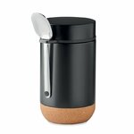 Pot de conservation isotherme en acier inoxydable à double paroi, avec un couvercle à vis et un détail de base en liège 400ml