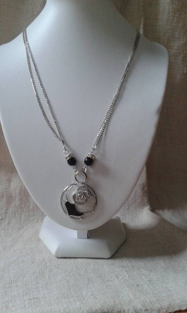Collier Pendentif Strass – Fait Main – Noir Et Cuivre – Design Original – Neuf Avec étiquettes
