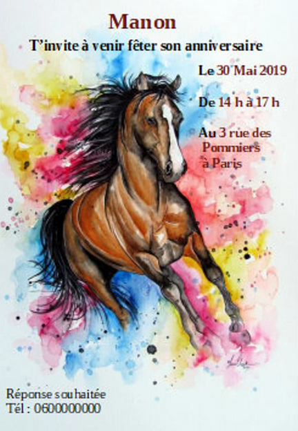 Carte anniversaire cheval, carte anniversaire enfant, carte anniversaire  personnalisée -  France