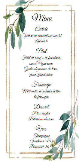menu eucalyptus