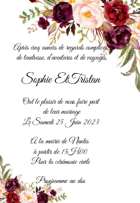 faire part fleur bordeaux