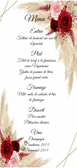 menu plume