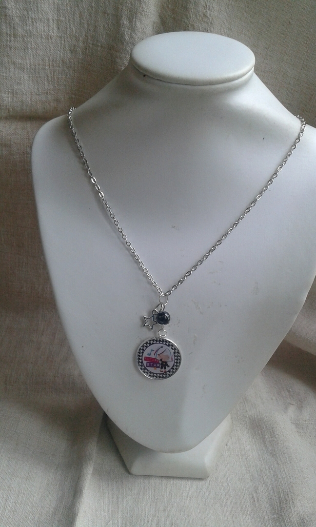 Collier Enfant – Pendentif Verre – Champignon Rouge – Fantaisie – AE6