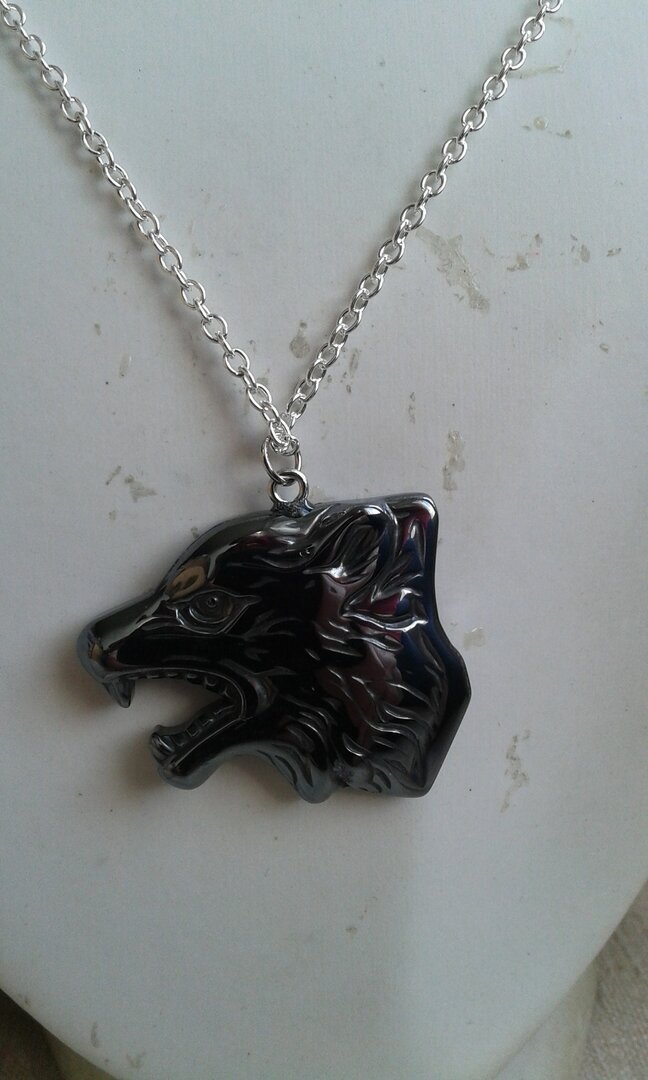JewelryWe Collier Homme Double Tête De Loup - Pendentif Cœur Celtique Acier Inoxydable
