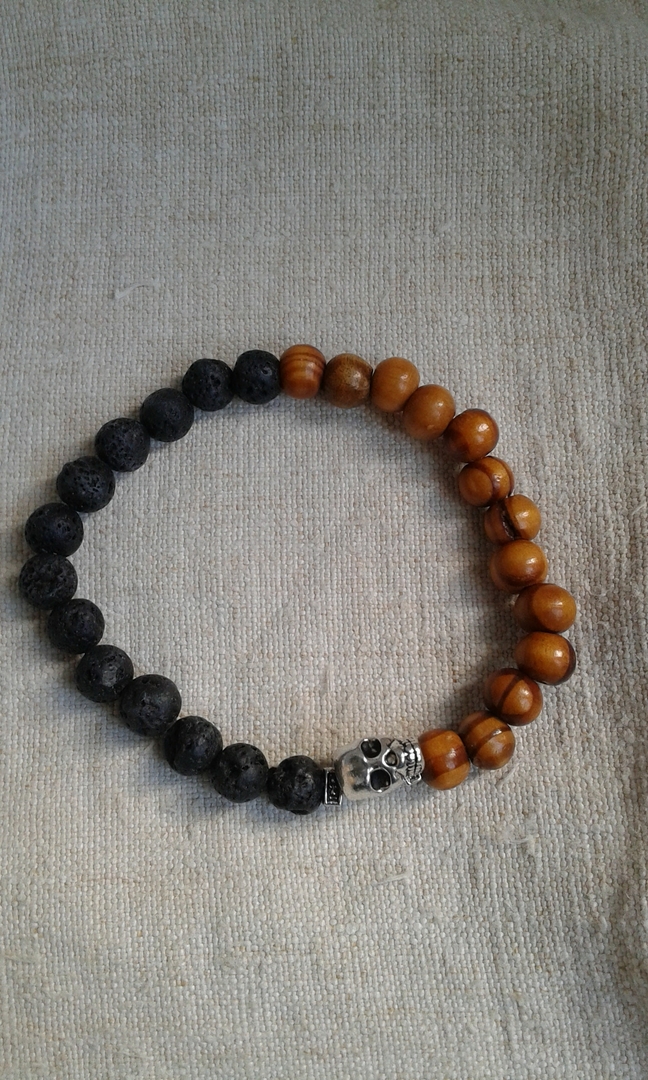 Bracelet Perles Tête De Mort – Pierre Semi-précieuse Gris – 19 Cm – Clj Charles Le Jeune