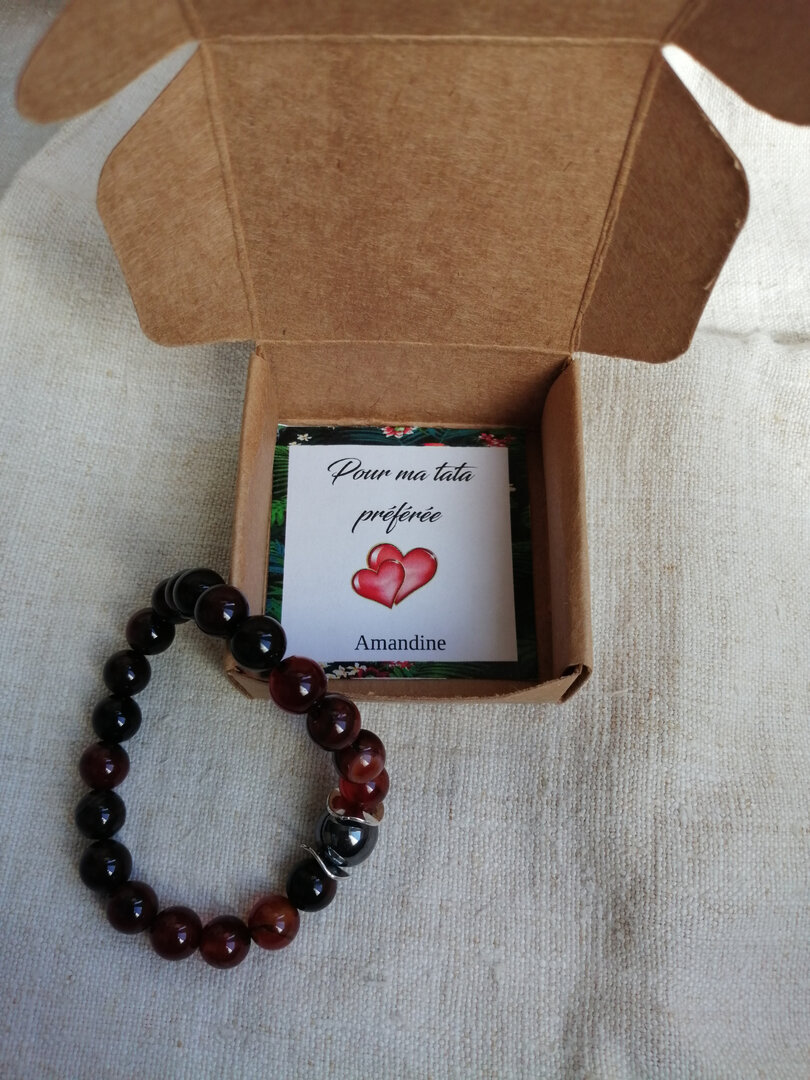 Bracelet Perles Agate Mate & Hématite - Fait Main Sur Mesure Homme/Femme - Sans Fermoir