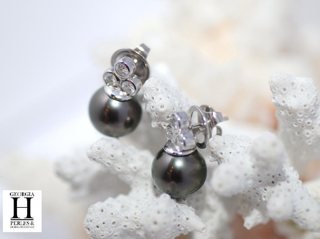 Boucles doreilles diamants et perles de tahiti (4)