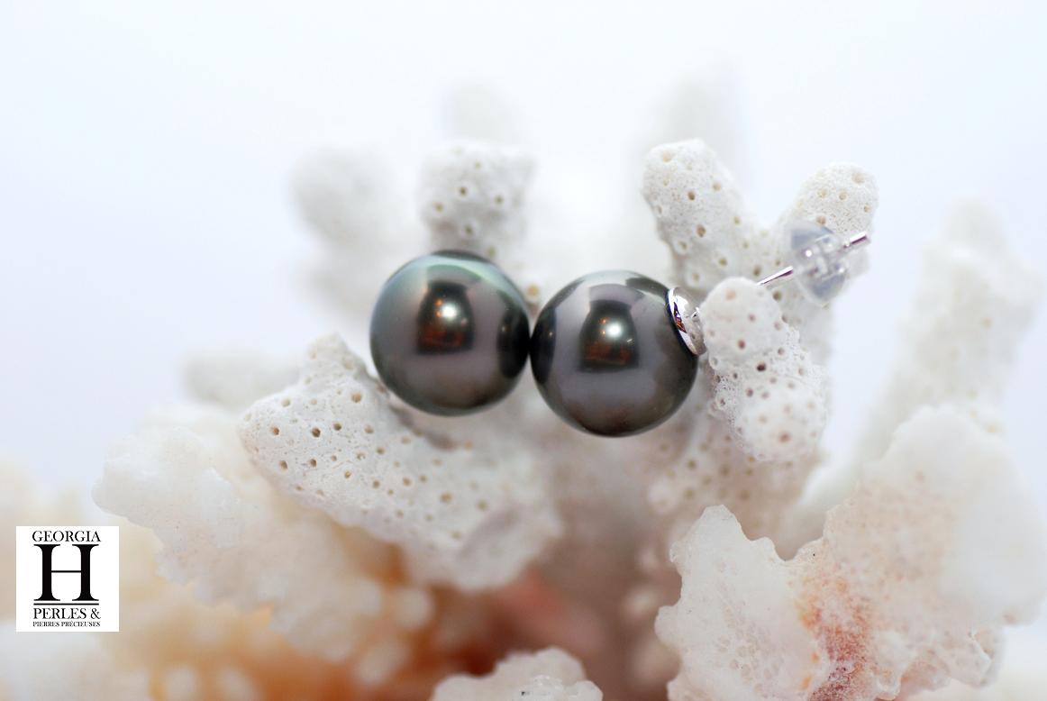 Boucles doreilles boutons et perles de tahiti  (3)