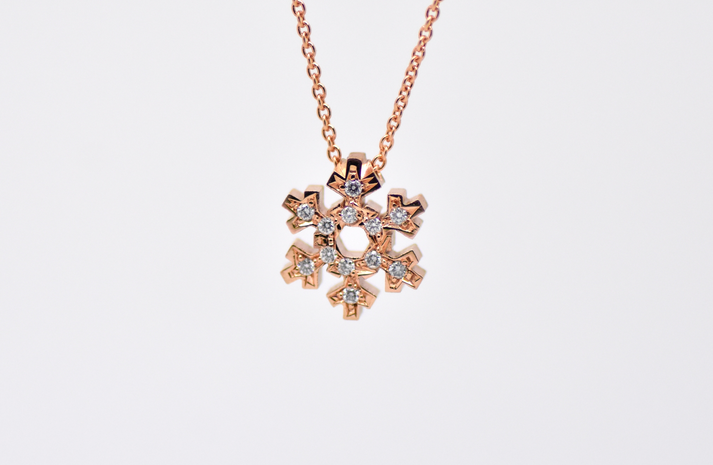 Collier Et Boucles D'oreilles Flocon De Neige Zircon Rose Doré - Bijou élégant Pour Noël, Fêtes, Cadeau Femme