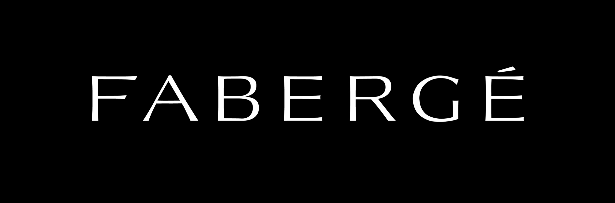 faberge wordmarque white on black