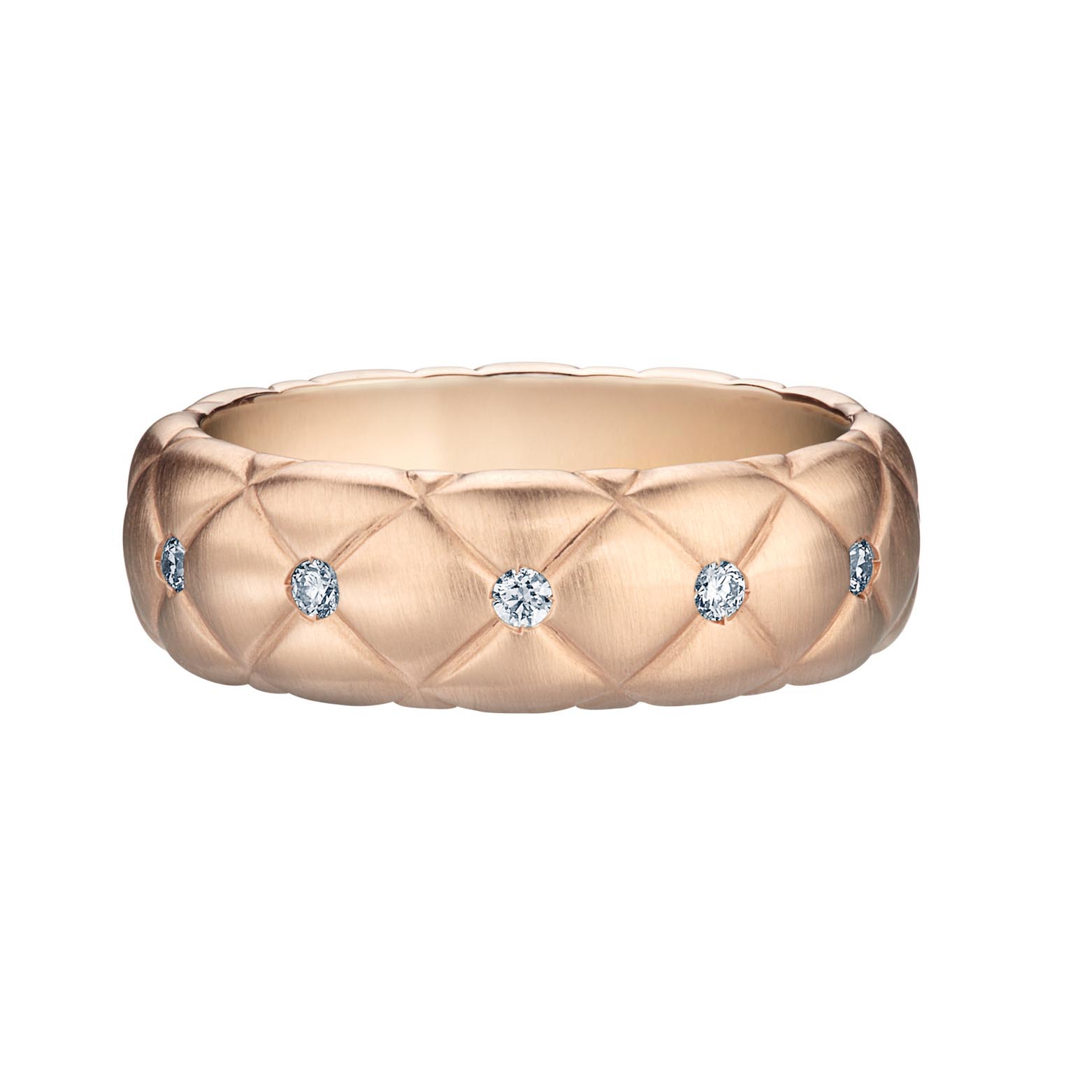 452RG837 Treillage Diamond Rose Gold Matt Thin Ring