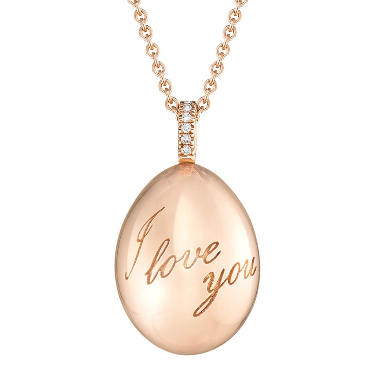 409FP745 Simple I Love You Rose Gold Pendant