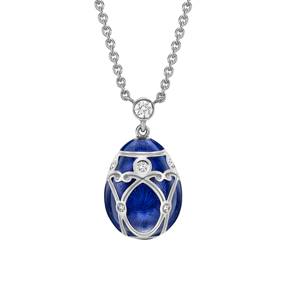 Pendentif Style Fabergé œuf Bleu émail - Fantaisie Unisexe Avec Strass