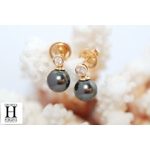 Boucles d'oreilles diamants or jaune et perles de tahiti (6)