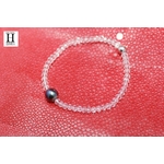 Bracelet Cristaux transparents et perle de tahiti bleu