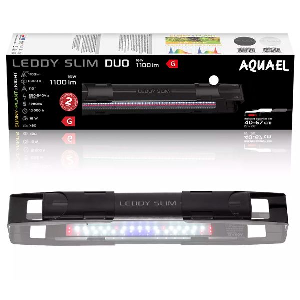 AQUAEL Leddy Slim Duo Sunny & Plant 2.0 Day & Night | Noir 16 W 40-67cm