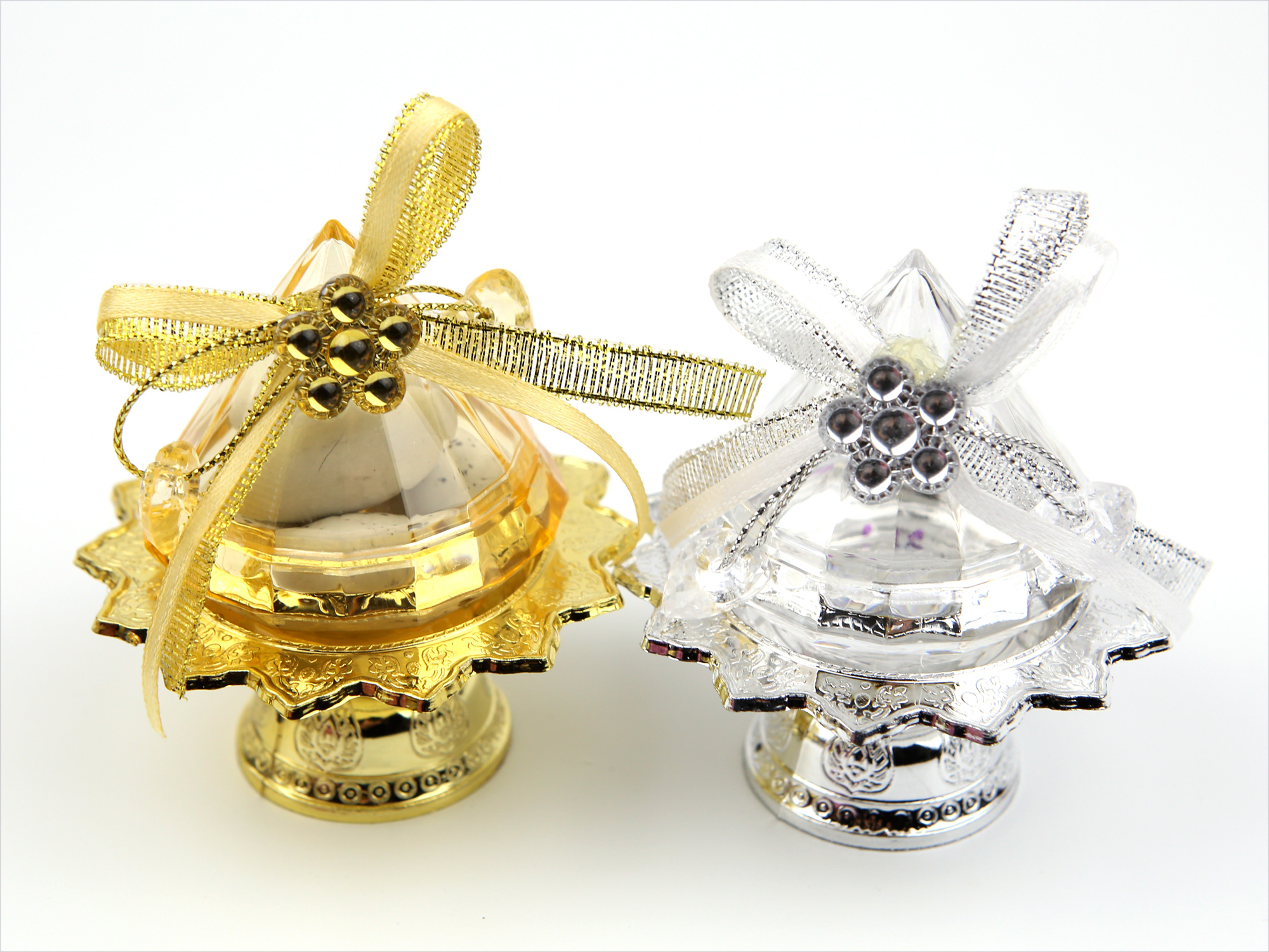 50 Boîtes à dragées diamant plexi sur pied mariage BTD23 - MARIAGE