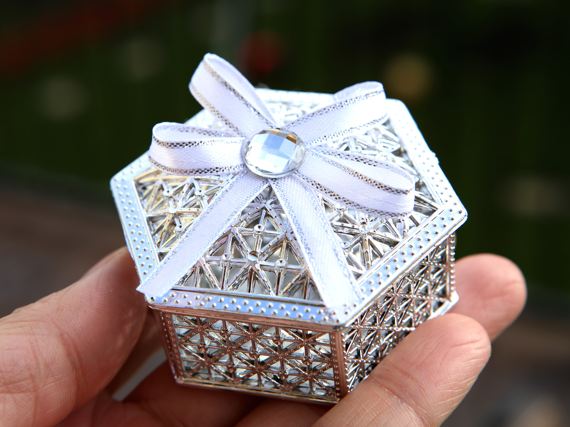 50 boîtes à dragées métallisés hexagonal orientales mariage BTD36