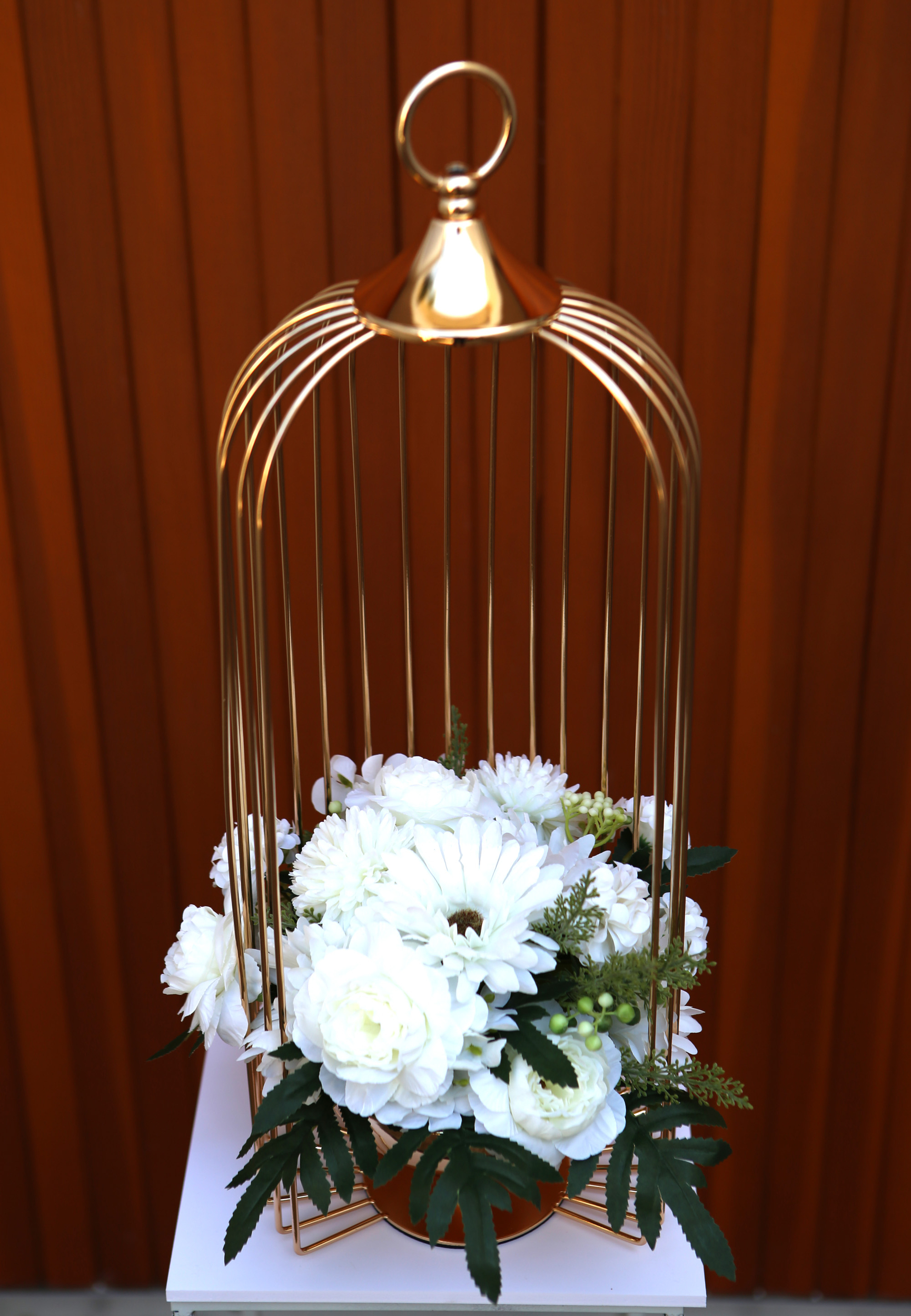 Cage à oiseaux ouverte centre de table décoration mariage