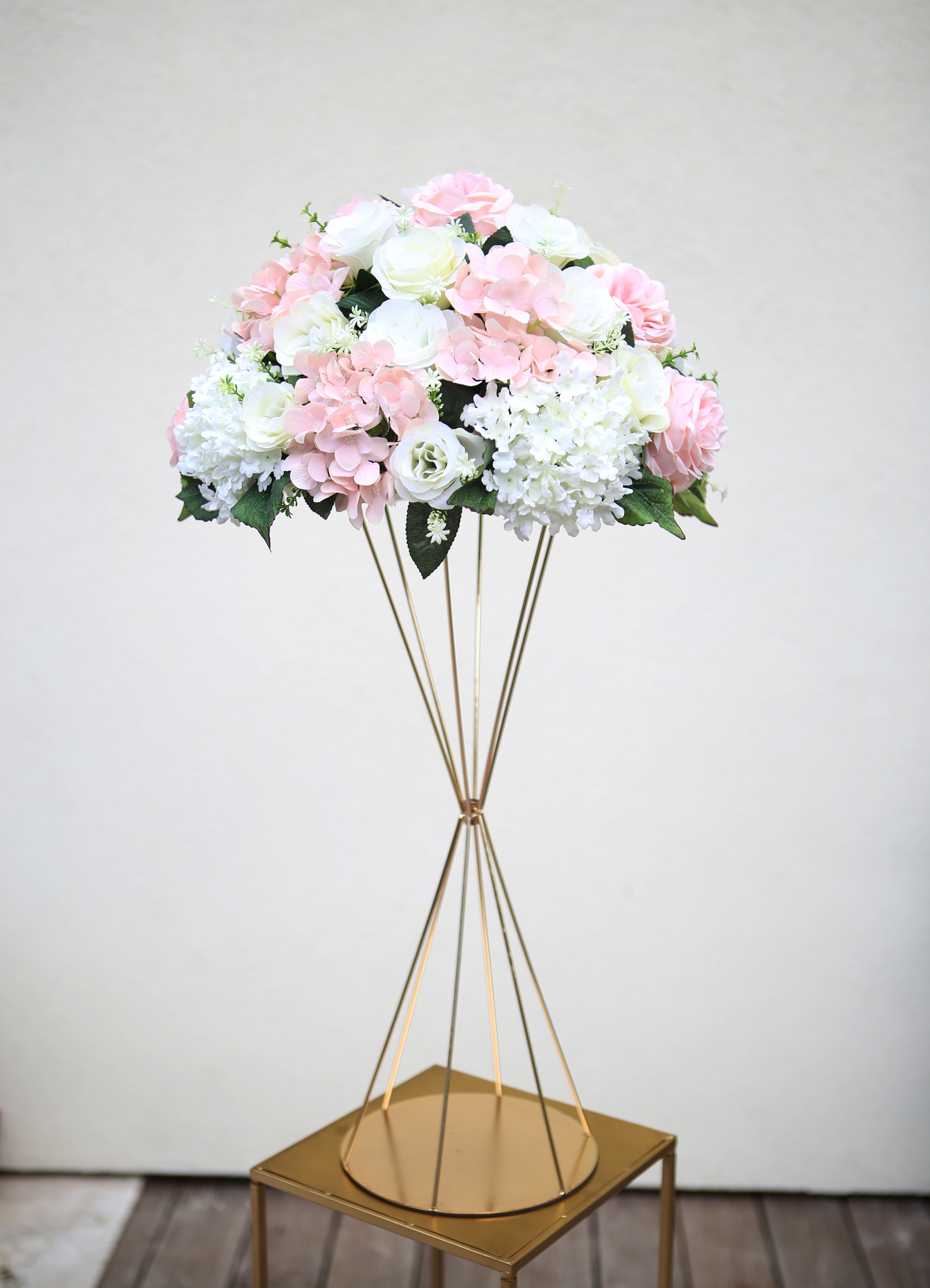 Location vase métal + bouquet décoration mariage