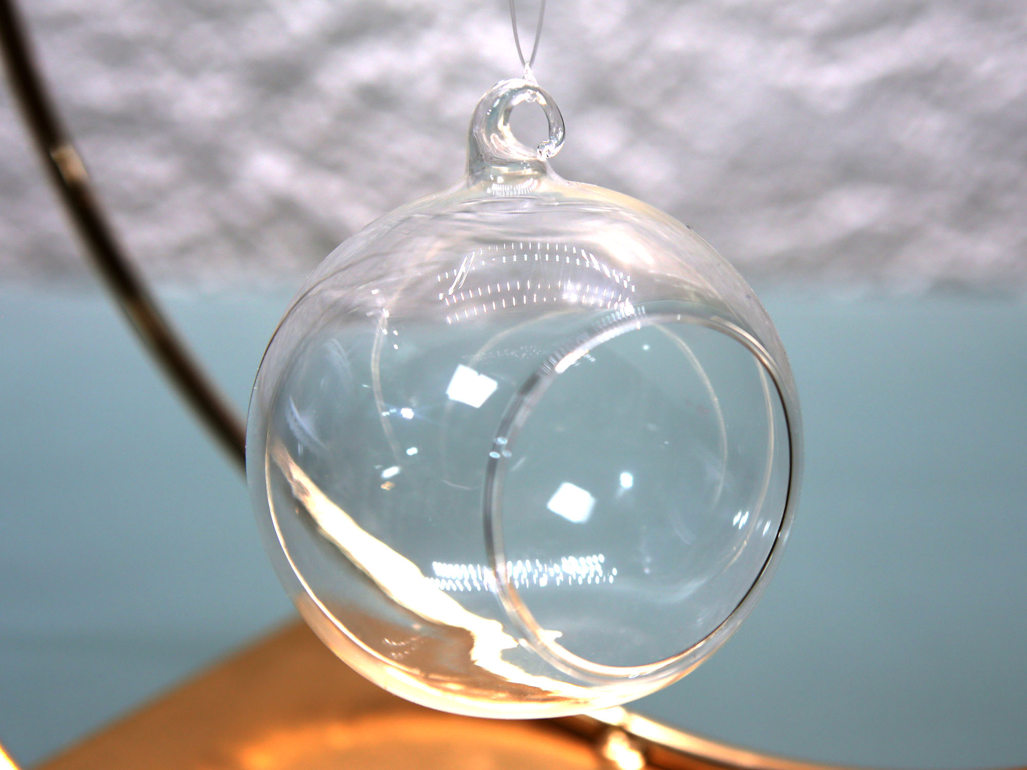Location une boule en verre ouverte déco suspendue 8 cm