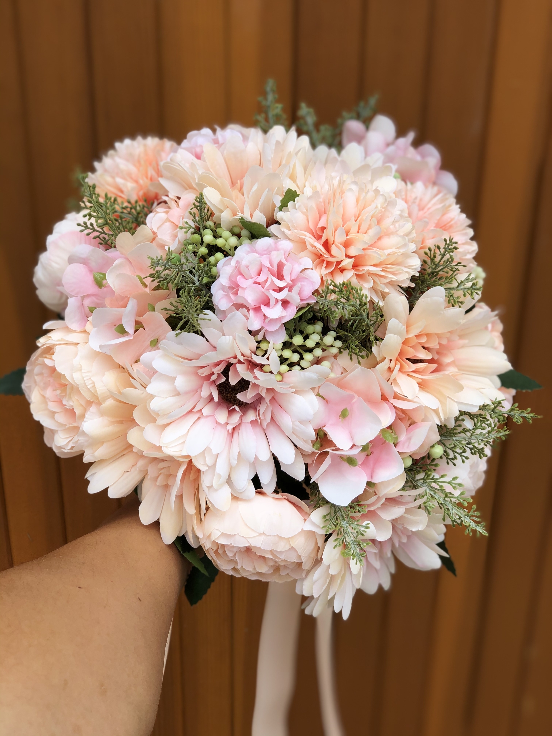 Bouquet de mariée belle composition de fleur artificiel rose saumon