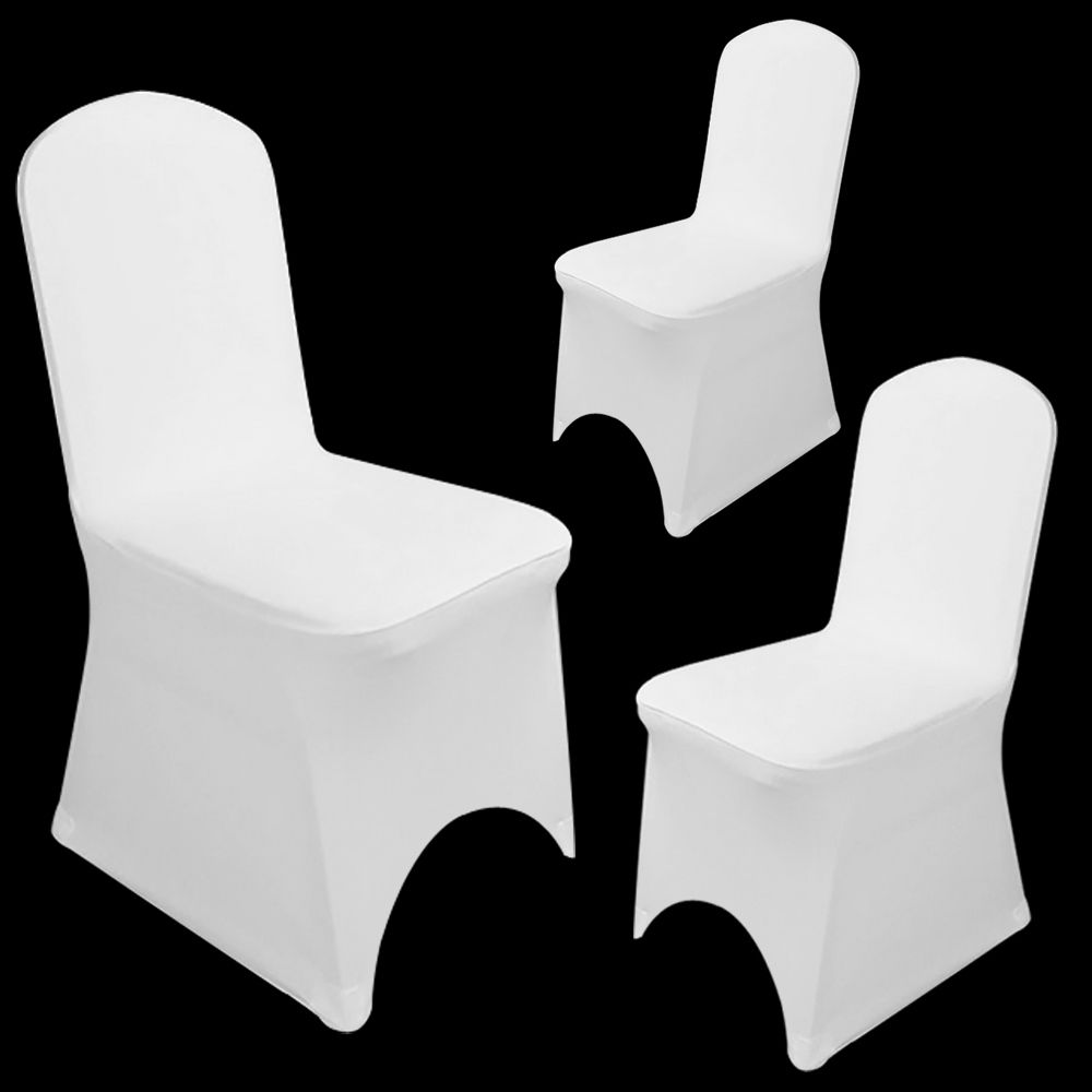 10 housses de chaise blanche en tissu élastique lycra universelle