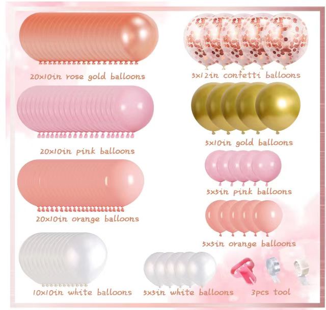 Kit 70 Ballons Rose Gold, Blanc, Doré à Paillettes - 30cm, Latex - Pour Mariage, Anniversaire, EVJF - Avec Rubans