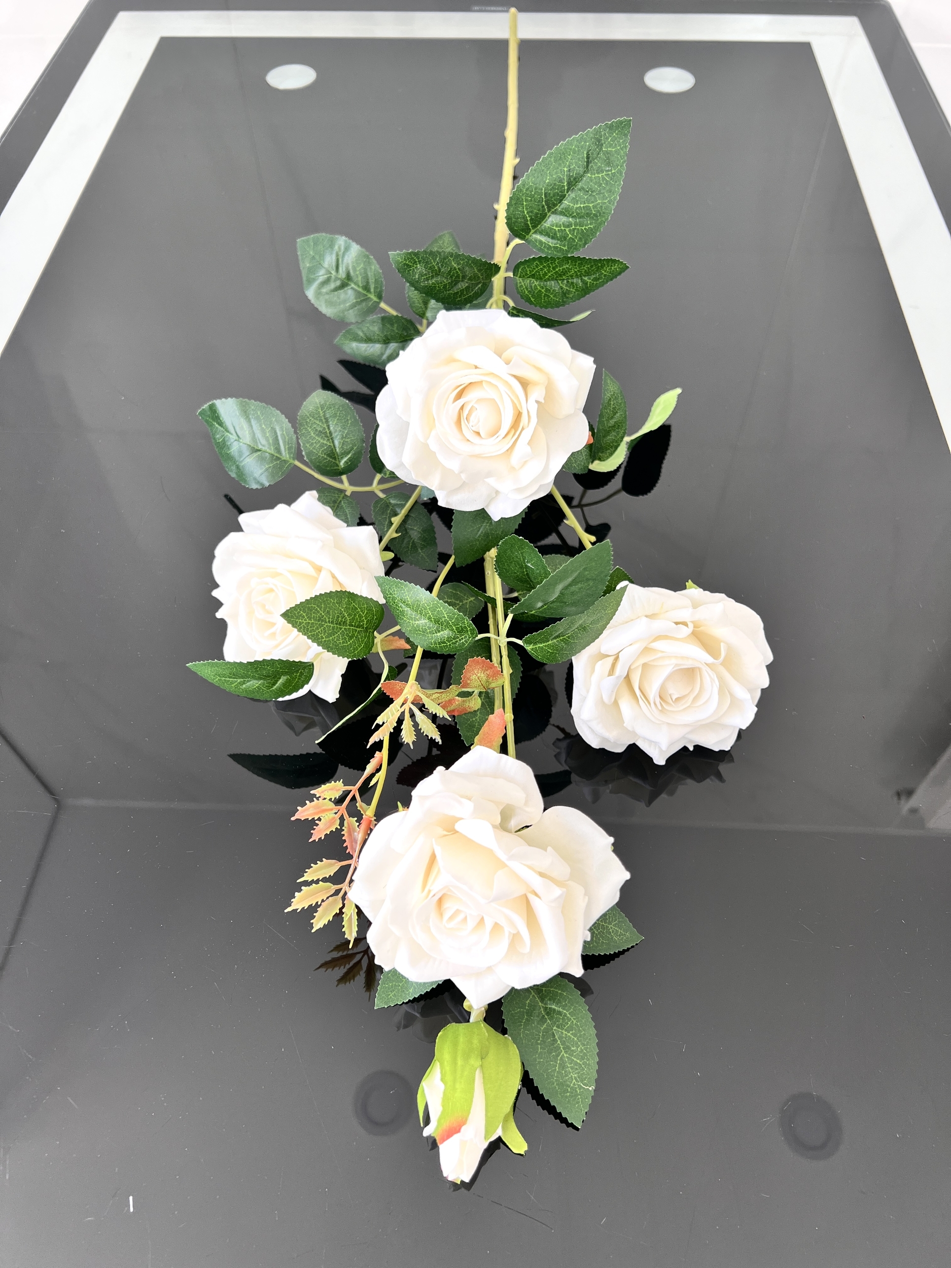 Tige de 5 roses fleurs artificielles déco mariage