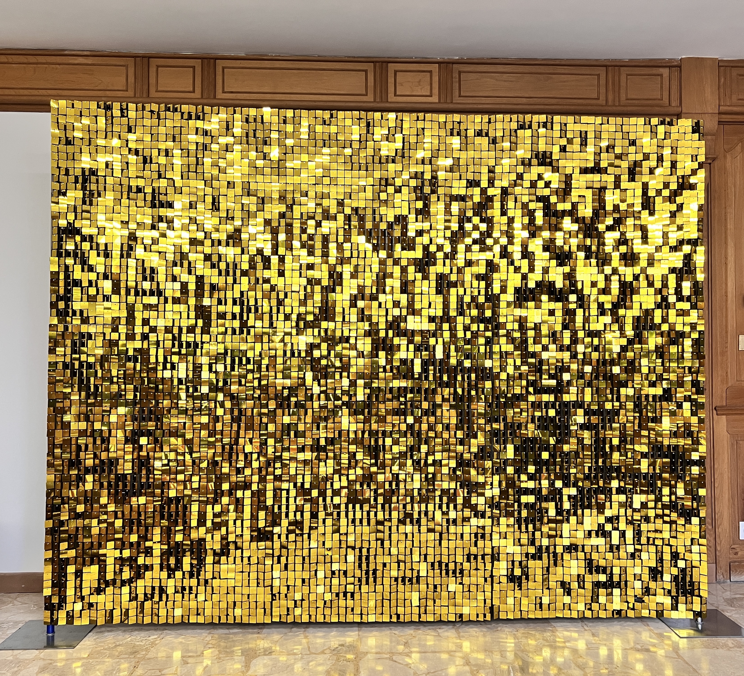 Location panneaux mural scintillant à paillette doré toile de fond PD120