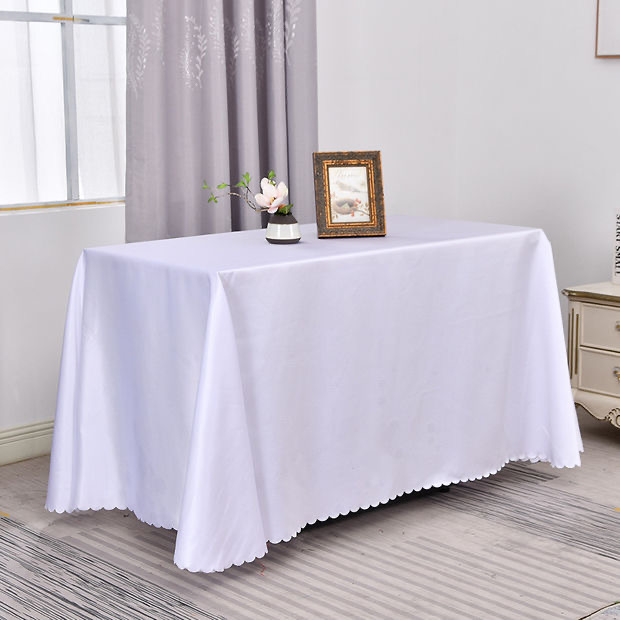 Location nappe rectangle blanche motif table de mariage N300BL