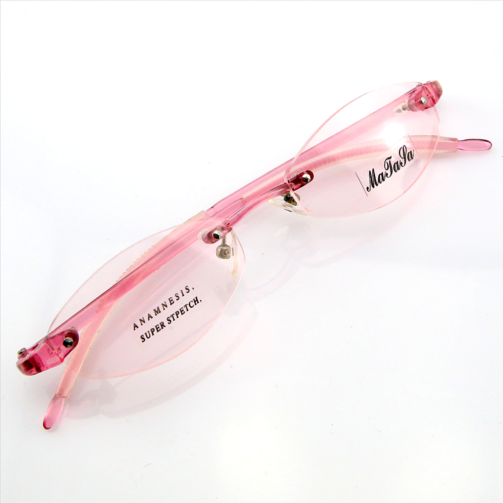 Monture de lunettes de vue percée invisible L7006 Rose translucide