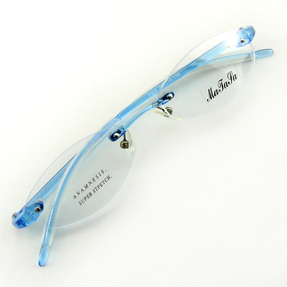 Monture de lunettes de vue percée invisible L7006 Bleu translucide