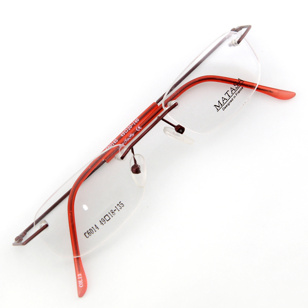 Monture de lunettes de vue percée invisible LC6014 Bordeaux foncé