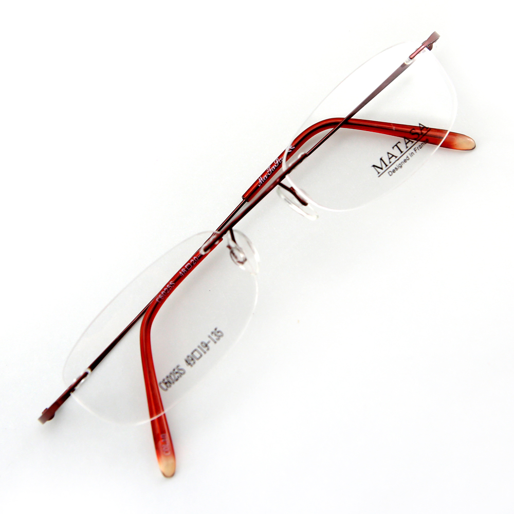 Monture de lunettes de vue percée invisible LC6025 Rouge bordeaux