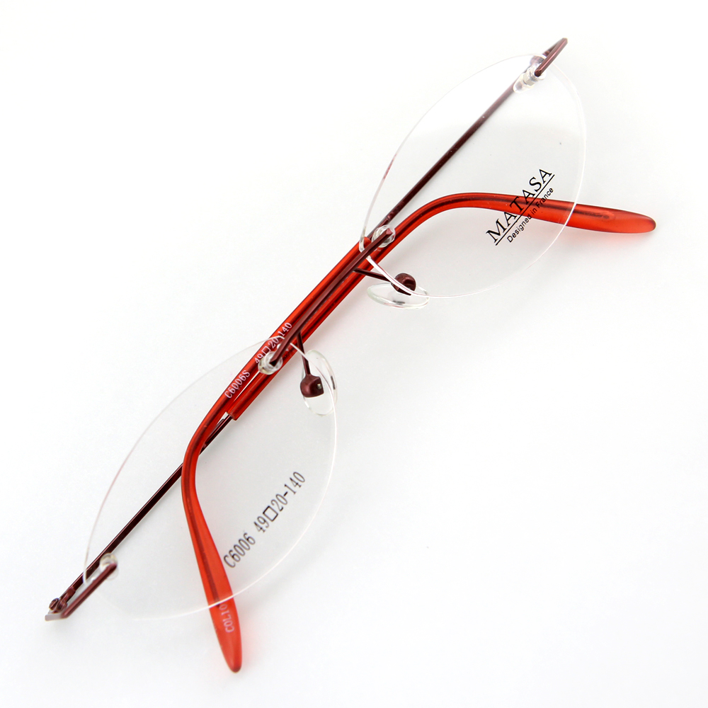 Monture de lunettes de vue percée invisible LC6006 Rouge bordeaux