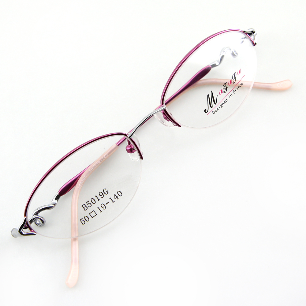Monture de lunettes de vue nylor demi cerclée LB5019 Fushia et argenté