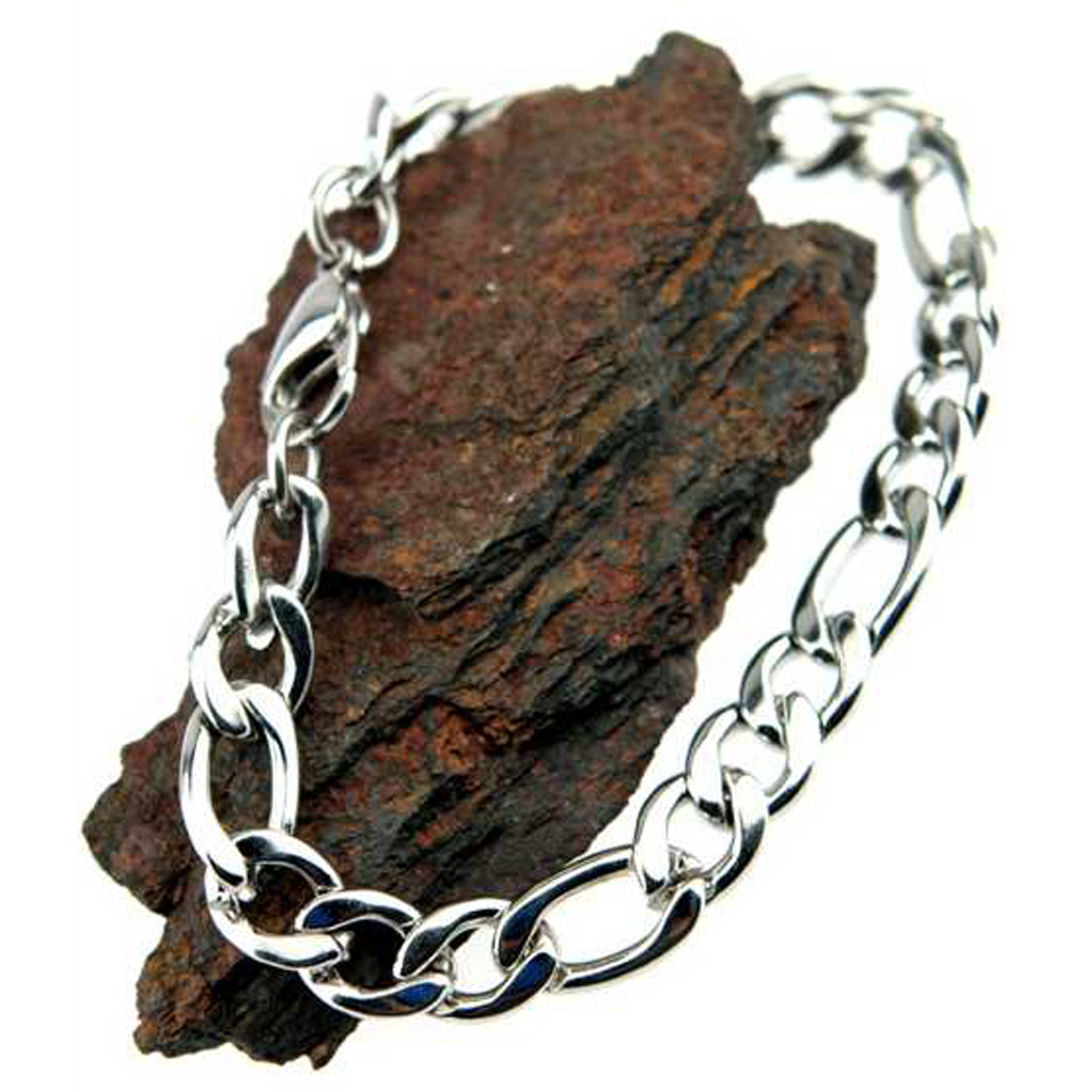 Bracelet chaine acier maille figaro 1+3 BRC6 G 21 cm X 1.12 cm