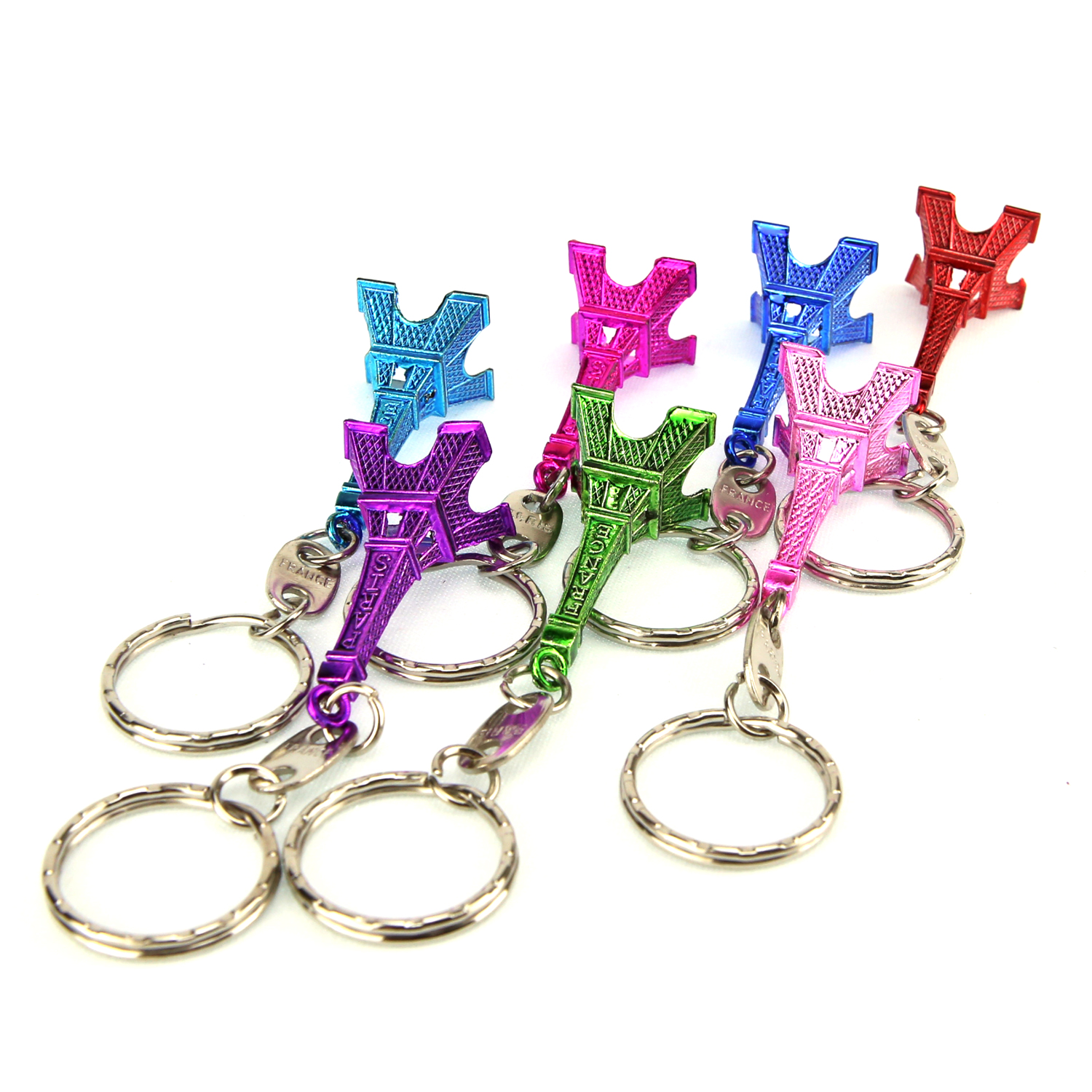 Porte clés clef Tour eiffel cadeau souvenir de Paris couleurs mélangée TE6CL