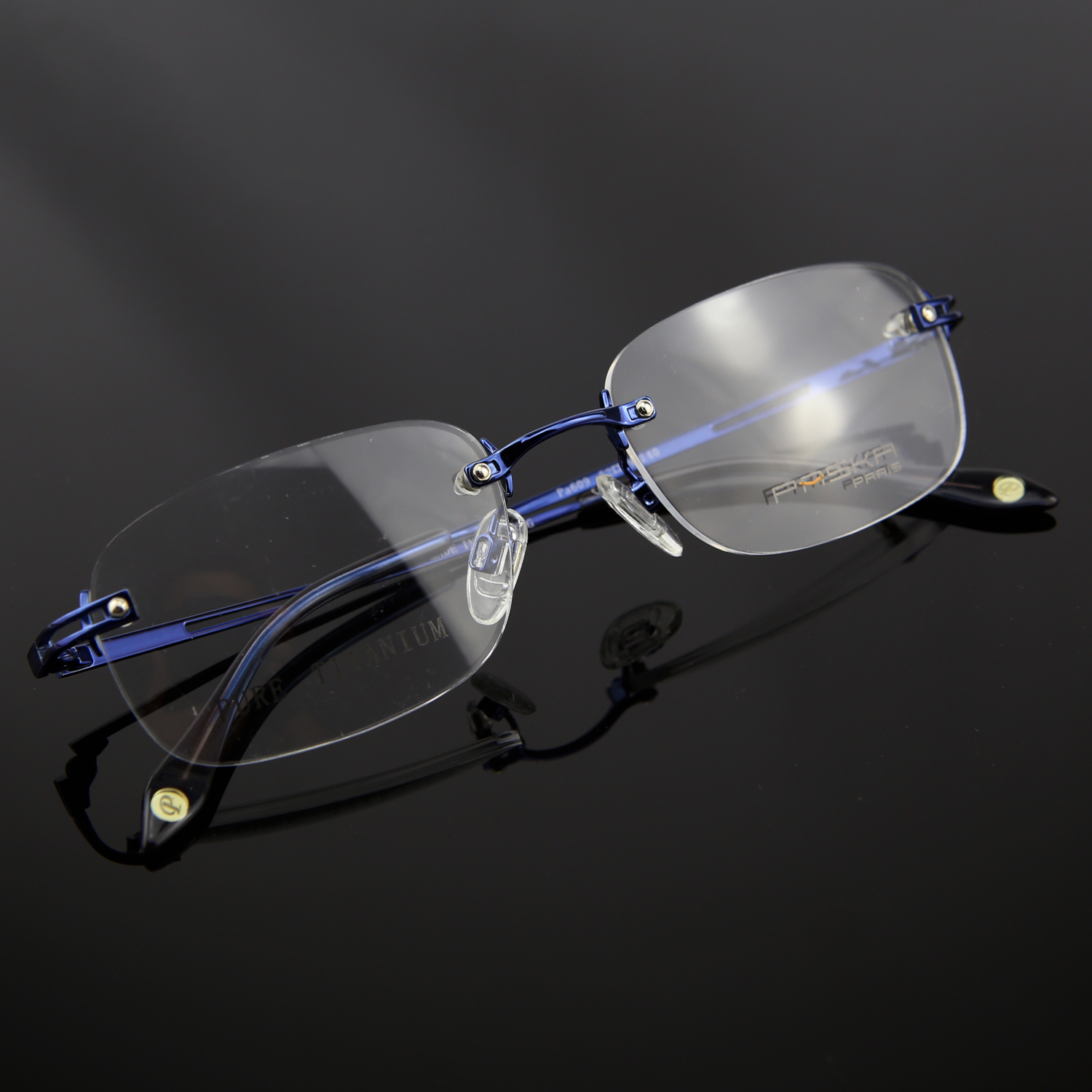 Monture de lunettes de vue Titanium percée invisible LPA609 Bleu