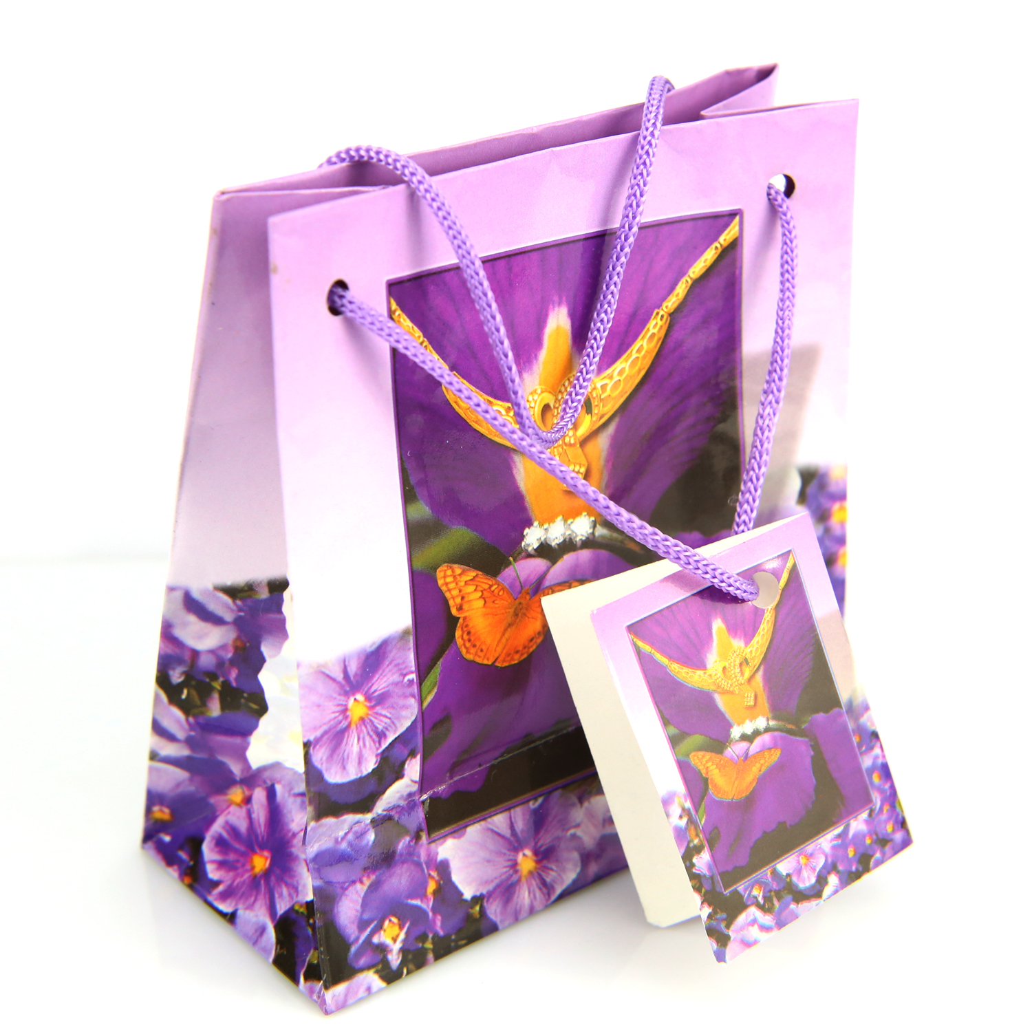 Lot 48 sacs cordelettes motif papillon fleur emballage dragées cadeaux SCE1 Violet