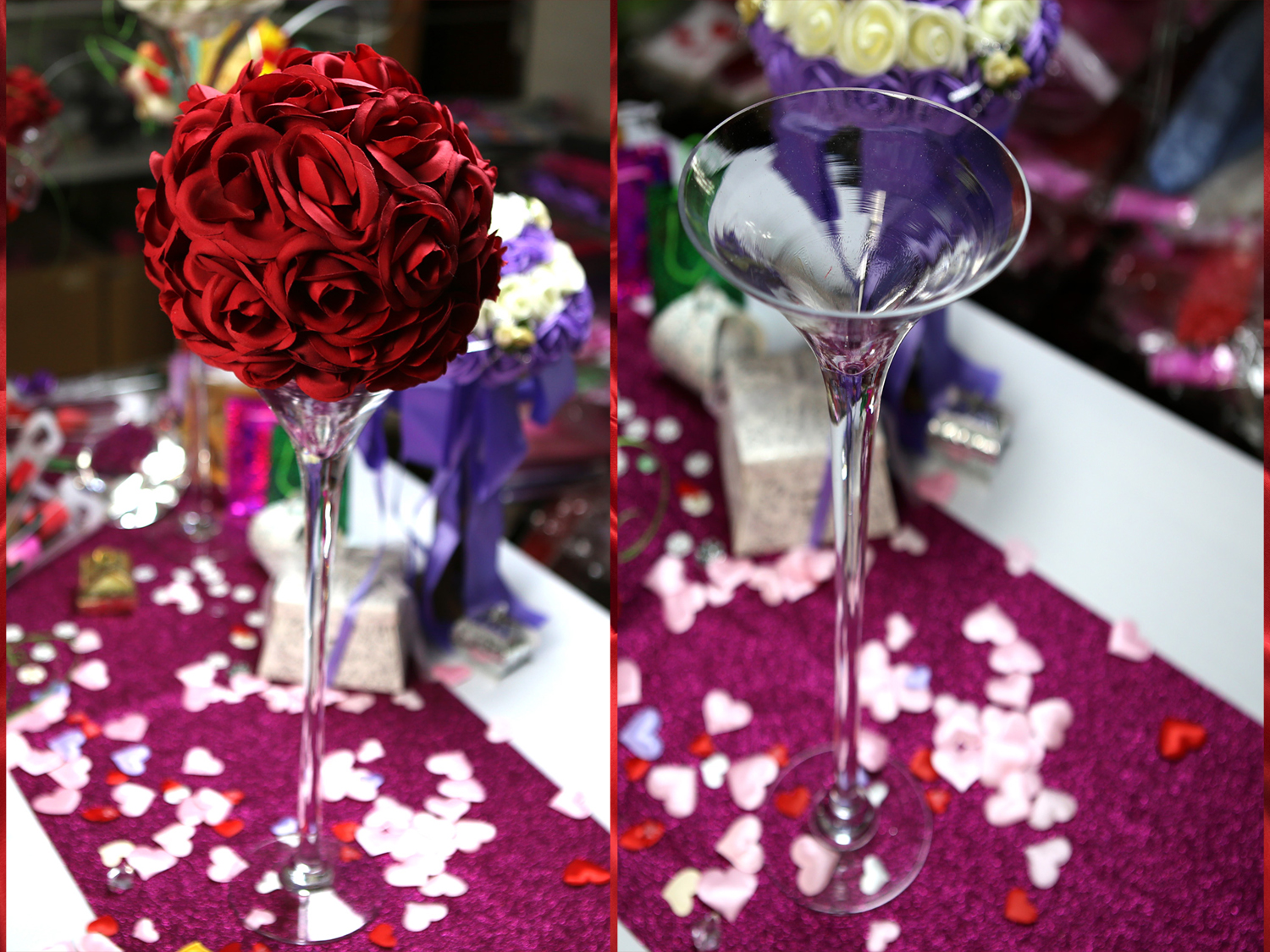 Vase martini 40 cm support boule de rose VSM40 DÉCO MARIAGE FETE