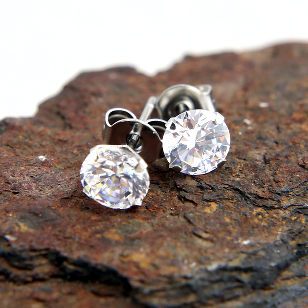 Boucles D'oreilles Homme/femme/ado, Plaquées Or, Rondes, Avec Diamants Blancs, 10mm, XRY657