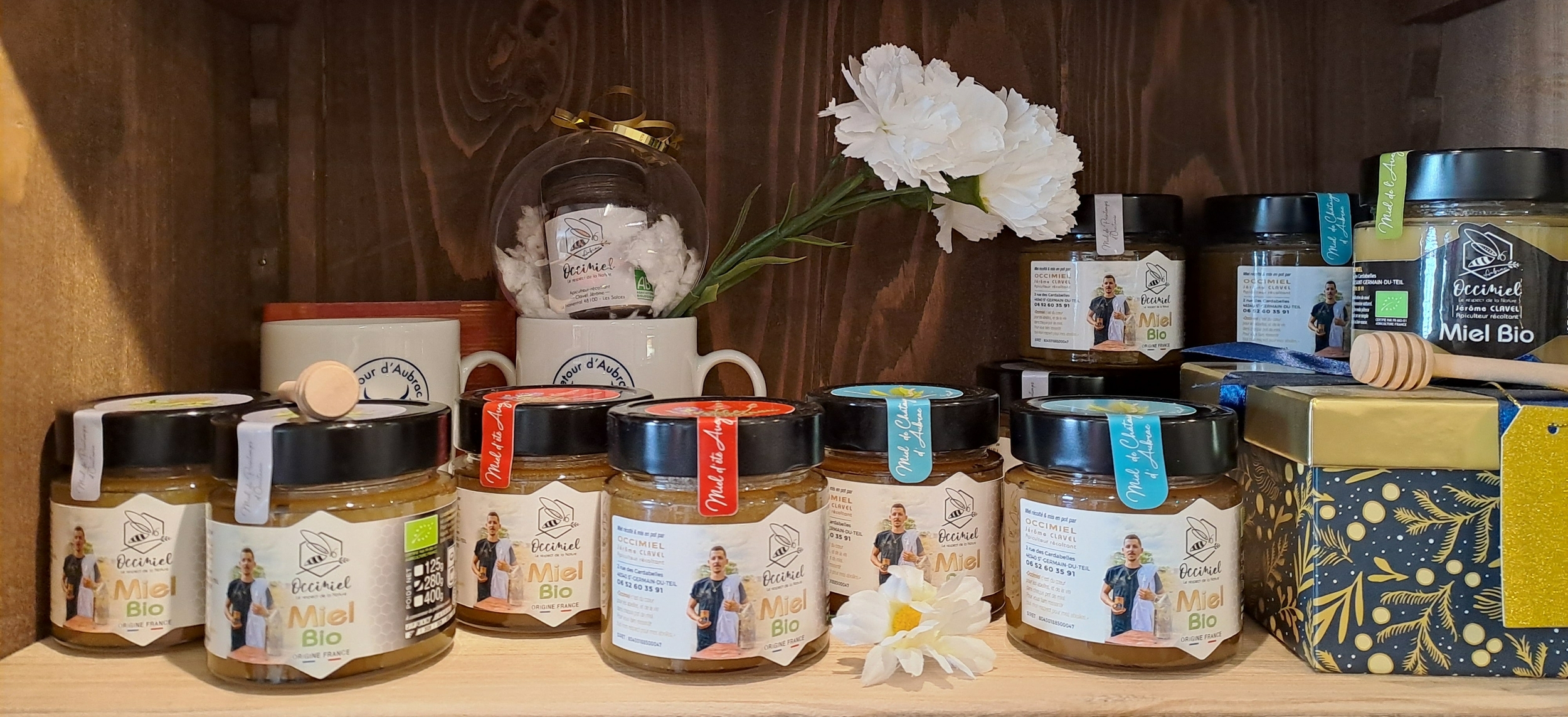 miel bio aveyron-retour daubrac-occimiel-étagère boutique-min