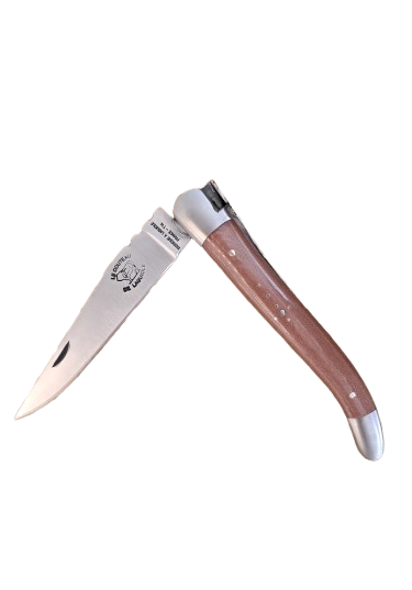 couteau de laguiole pliant - tissus compressé chocolat - retour daubrac - aveyron - cadeau français - cadeau original
