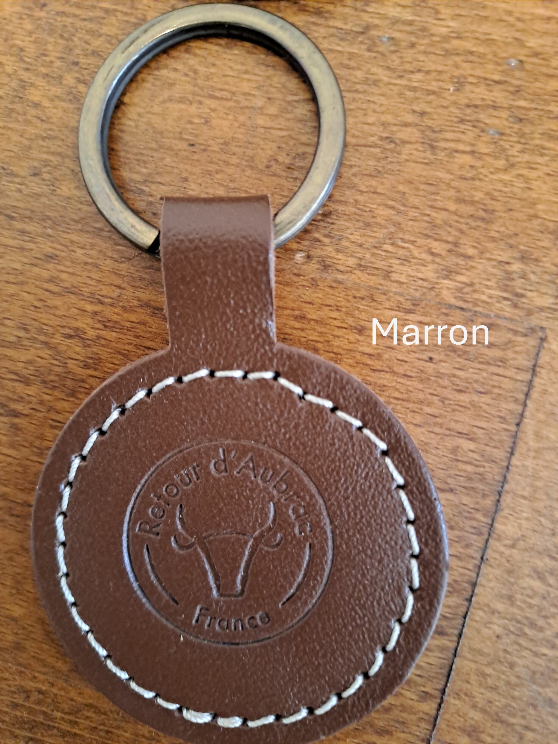porte clef-cuir-tannage végétal-marron-français-retour daubrac--