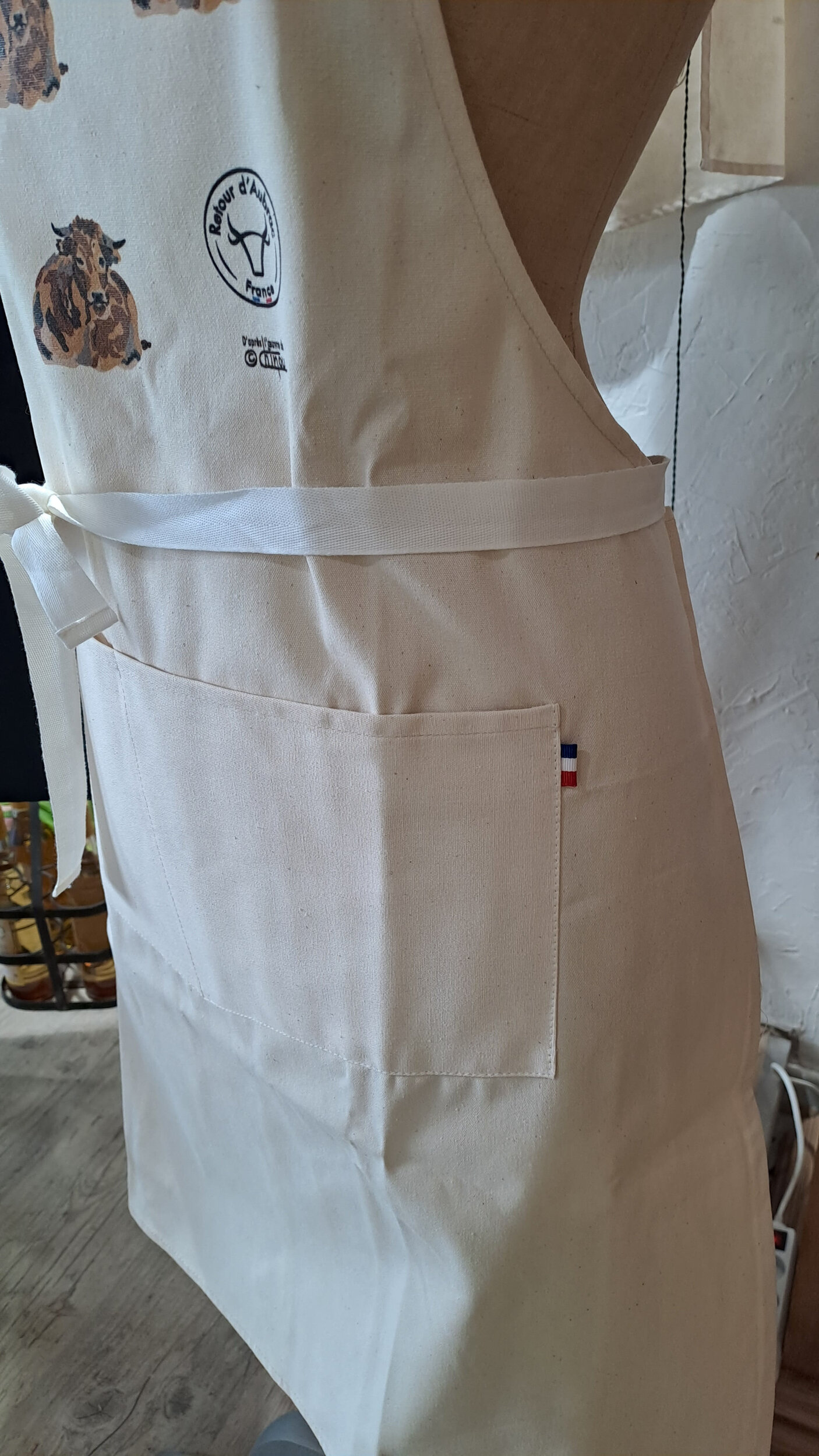 Tablier de cuisine coton motif vache Aubrac