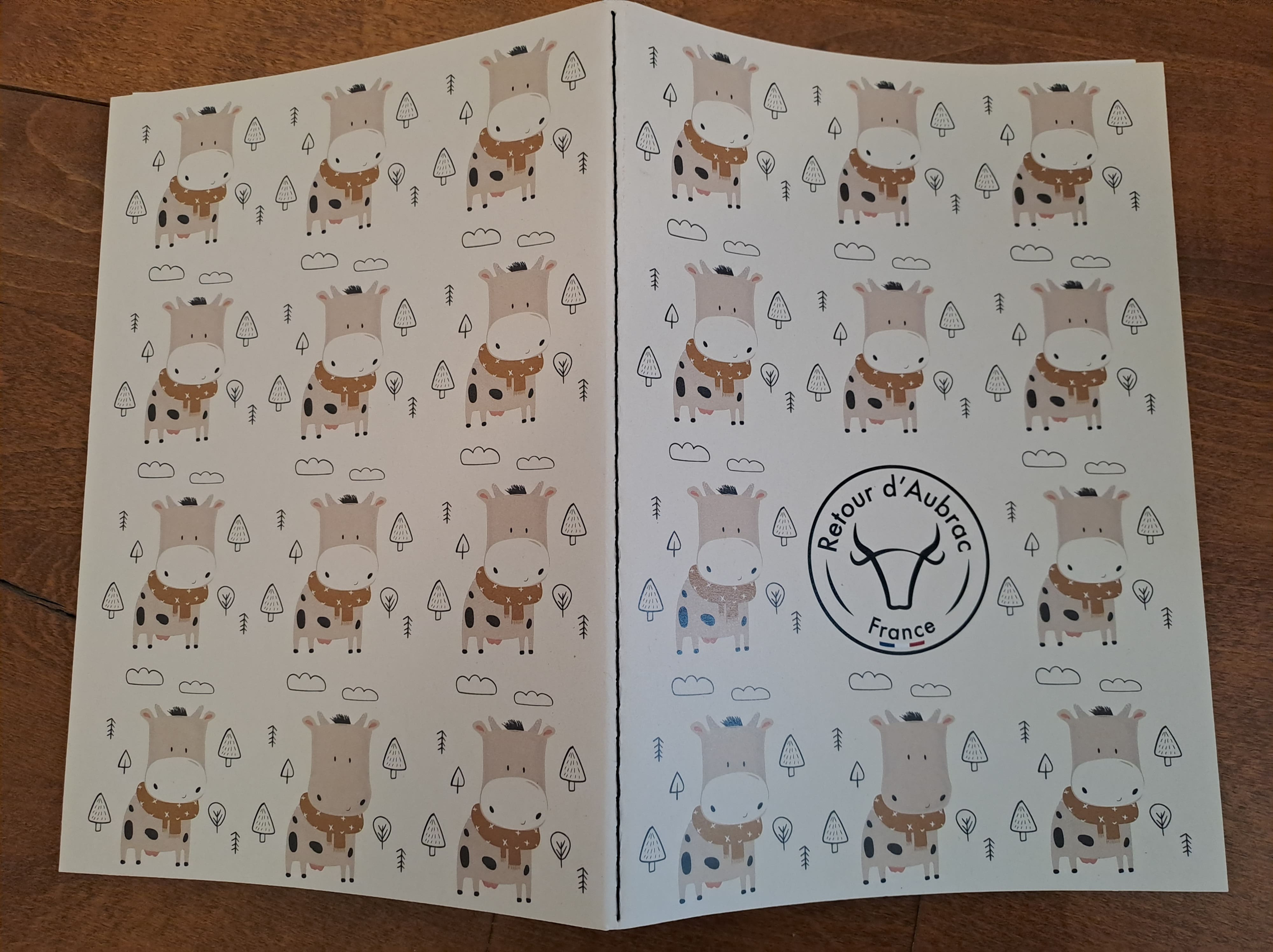 carnet A5-cahier A5-papier recyclé-couverture cousue-vaches Aubrac-cadeau français-Retour dAubrac-Aveyron- (4)