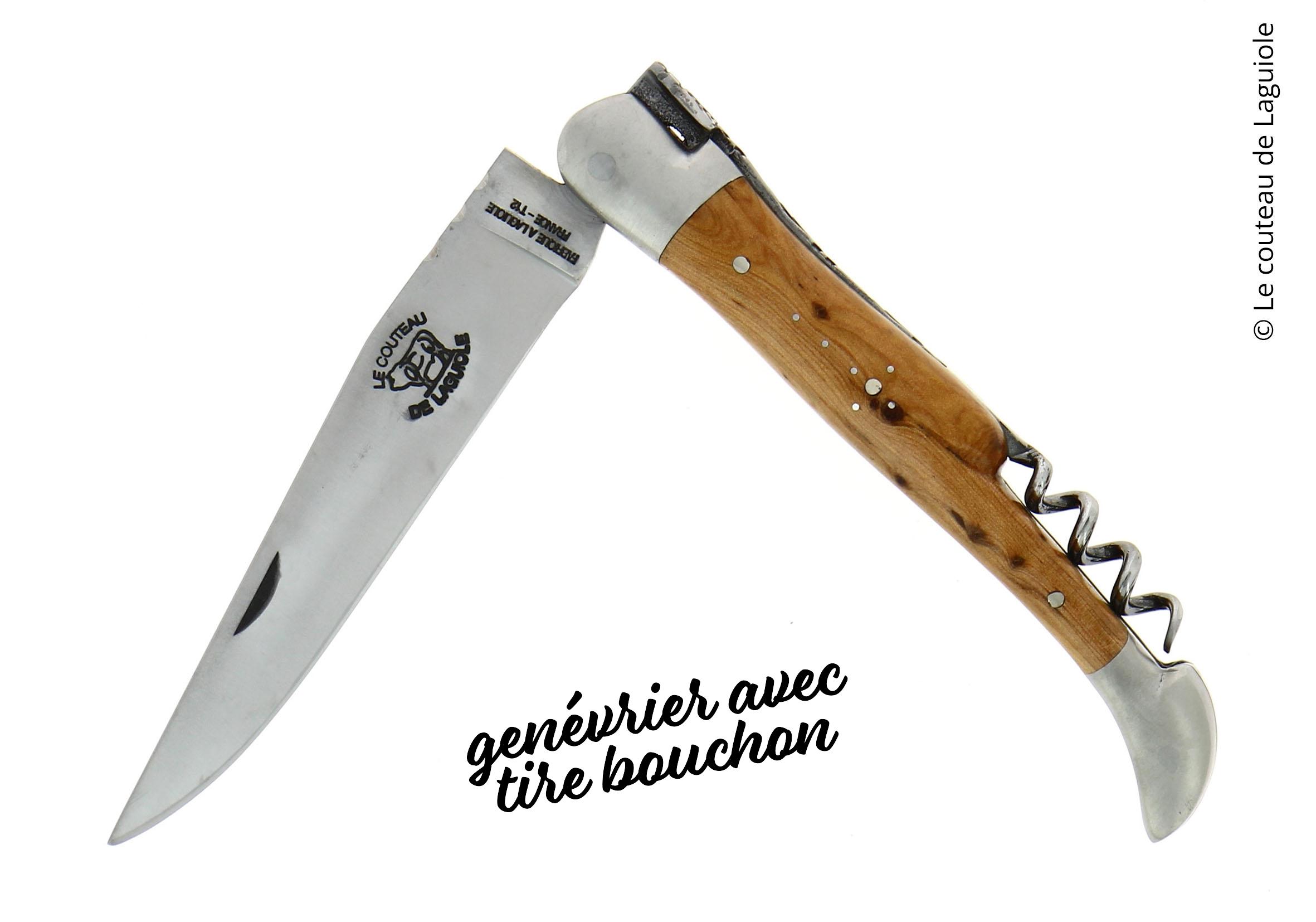 Couteau de Laguiole en génevrier avec tire bouchon, Retour dAubrac, Aveyron