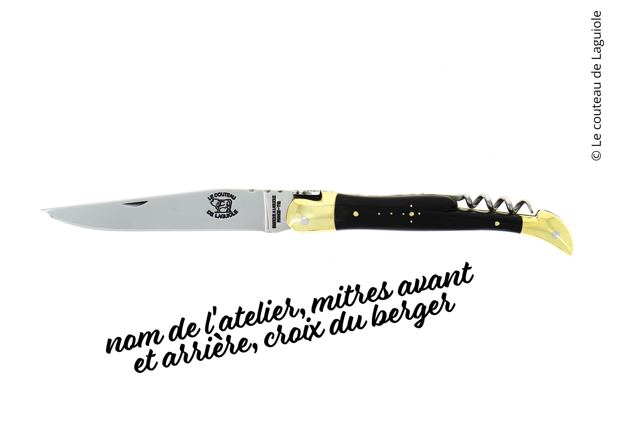 Couteau de Laguiole en corne foncée avec tire bouchon, Retour dAubrac, Aveyron (2)